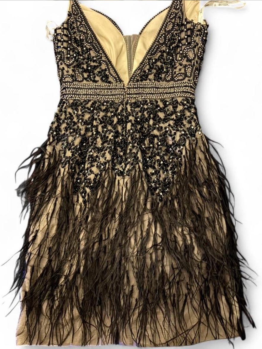 Black Beaded Feather Cocktail Dress - Elegant Evening Wear